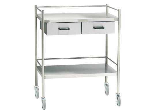 INSTRUMENT TROLLEY STAINLESS STEEL WITH TWO DRAW QMED PAKISTAN