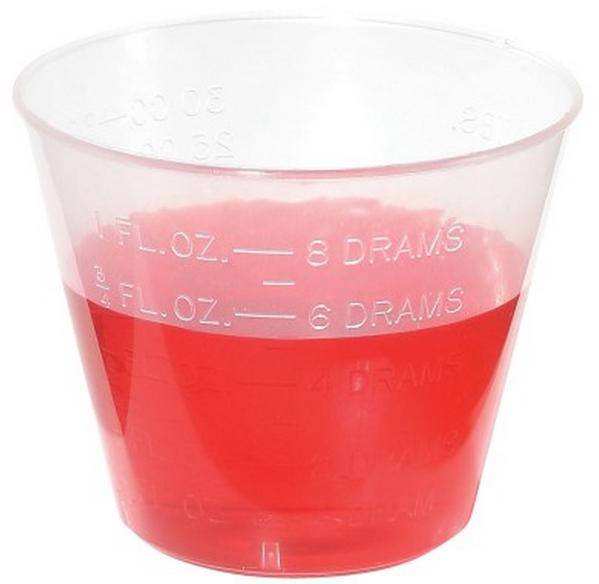 PLASTIC GRADUATED MEDICINE CUPS 1OZ