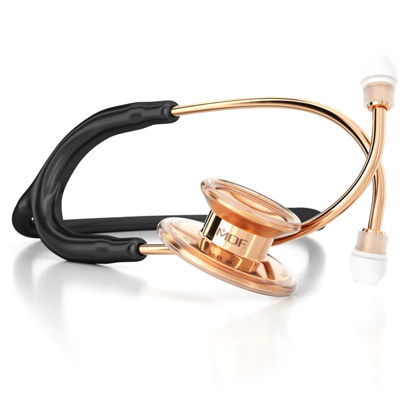 MDF777RG11 mdf instruments stethoscope rose gold black md one dual head adult 800x