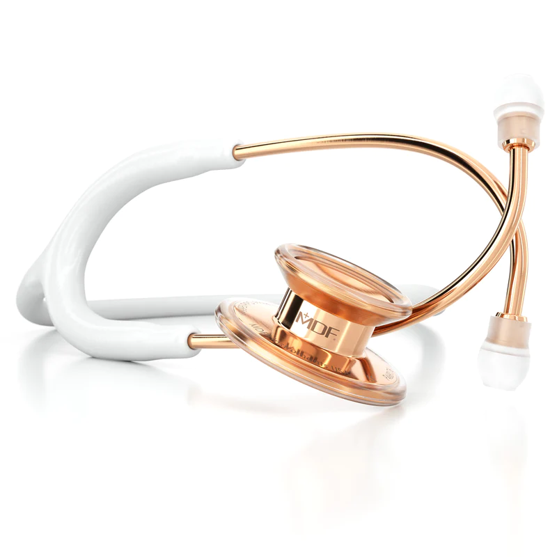 MDF777RG29 mdf instruments stethoscope rose gold white md one dual head adult 800x